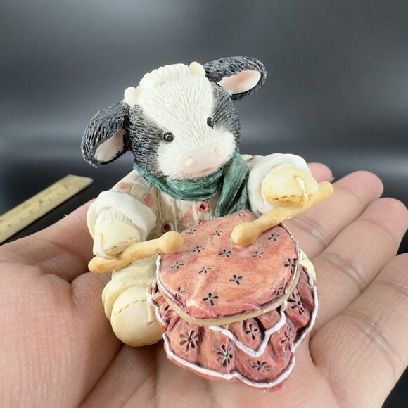 Marys Moo Moos Resin Figurine Enesco 1994 Little Drumherd Boy Whimsical Figure - Picture 5 of 14